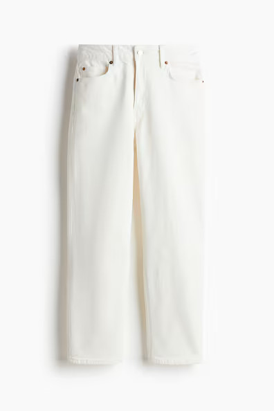 H & M - Slim Straight High Ankle Jeans - Weiß - Damen | H&M (DE, AT, CH, NL, FI)