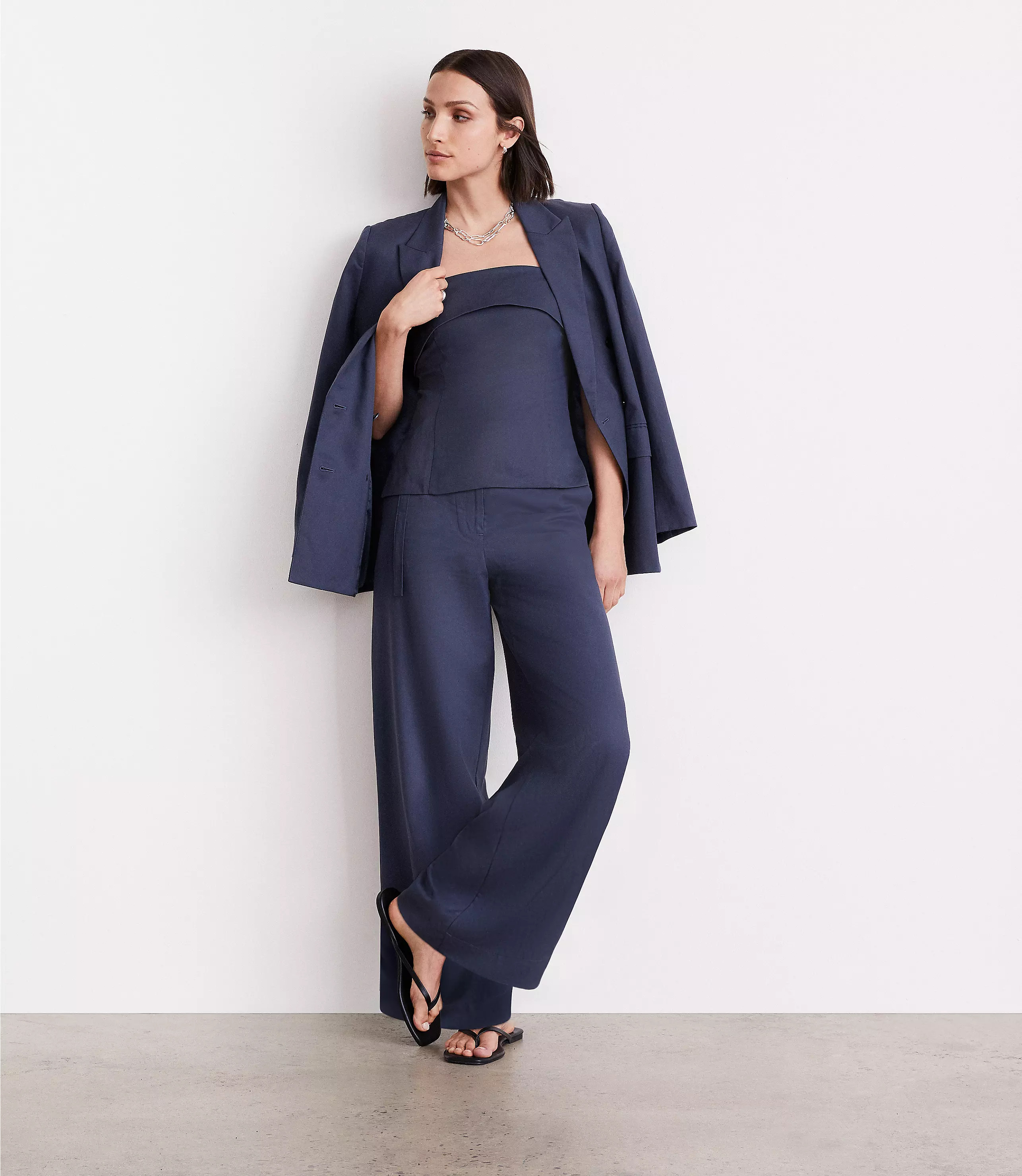 LOFT Versa Pure Spun Belted Wide Leg Pants | LOFT