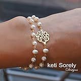 Double Pearl Bracelet with Monogram Initials | Amazon (US)