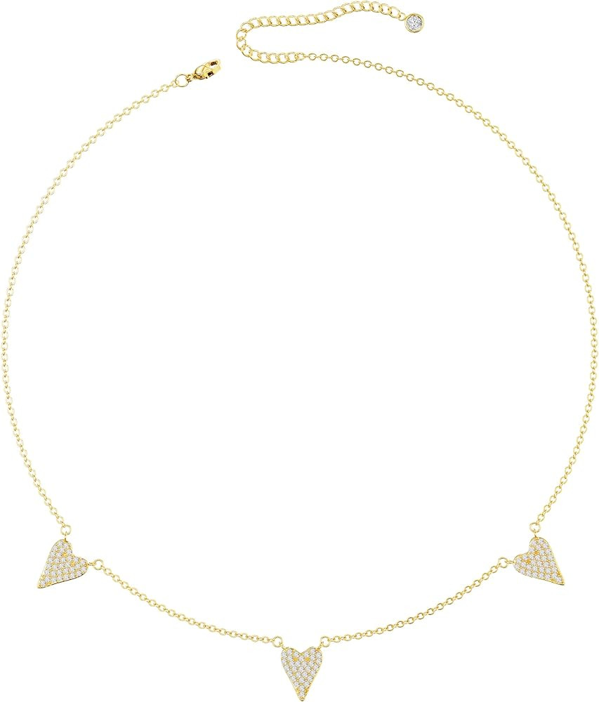 Cute Heart Necklace Tiny 14k Gold Heart Pendant Choker Necklaces Small Gold Love Open Heart Chain... | Amazon (US)