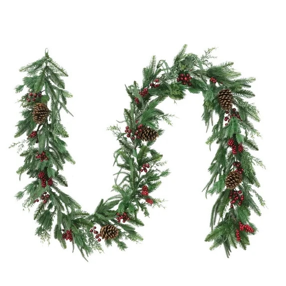 Fairfield Natural Feel Unlit Artificial Christmas Garland, Green, 9', by Holiday Time - Walmart.c... | Walmart (US)