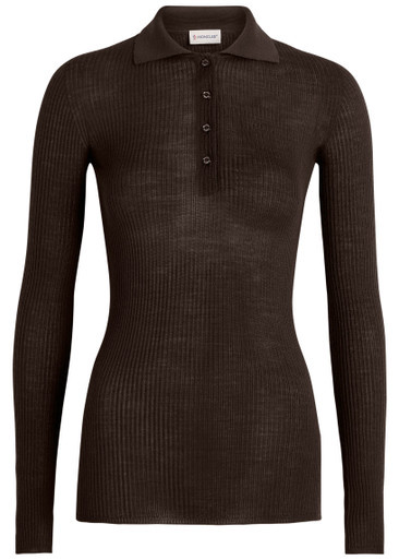 Ribbed wool polo top | Harvey Nichols