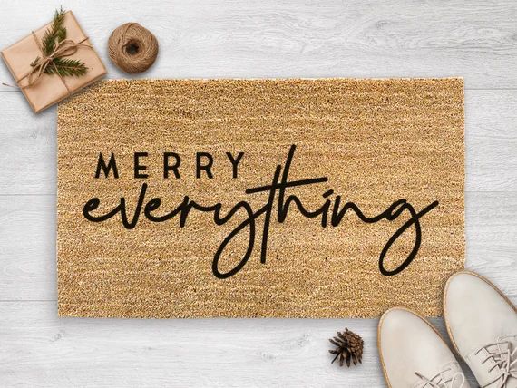 Merry Everything Christmas Doormat - Christmas Door Mat - Holiday Season - Housewarming Gift- Chr... | Etsy (US)