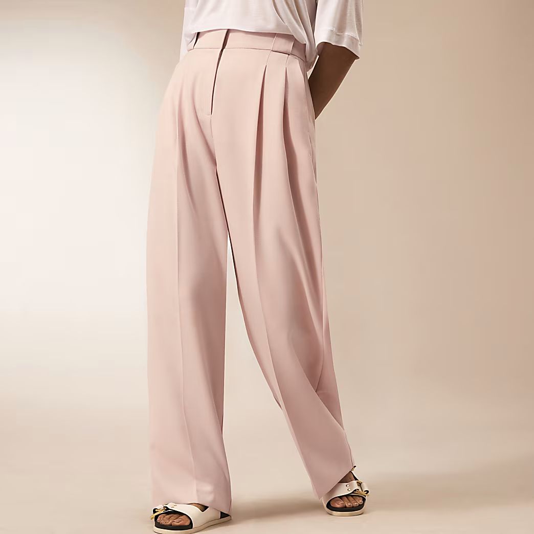 Pink RI Studio straight pleat trousers | River Island (UK & IE)