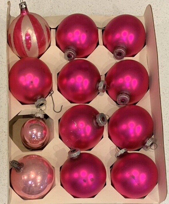 Vintage 9 Shiny Brite Hot Pink & Pink Ornaments 3" GUC & 3 Others  | eBay | eBay US