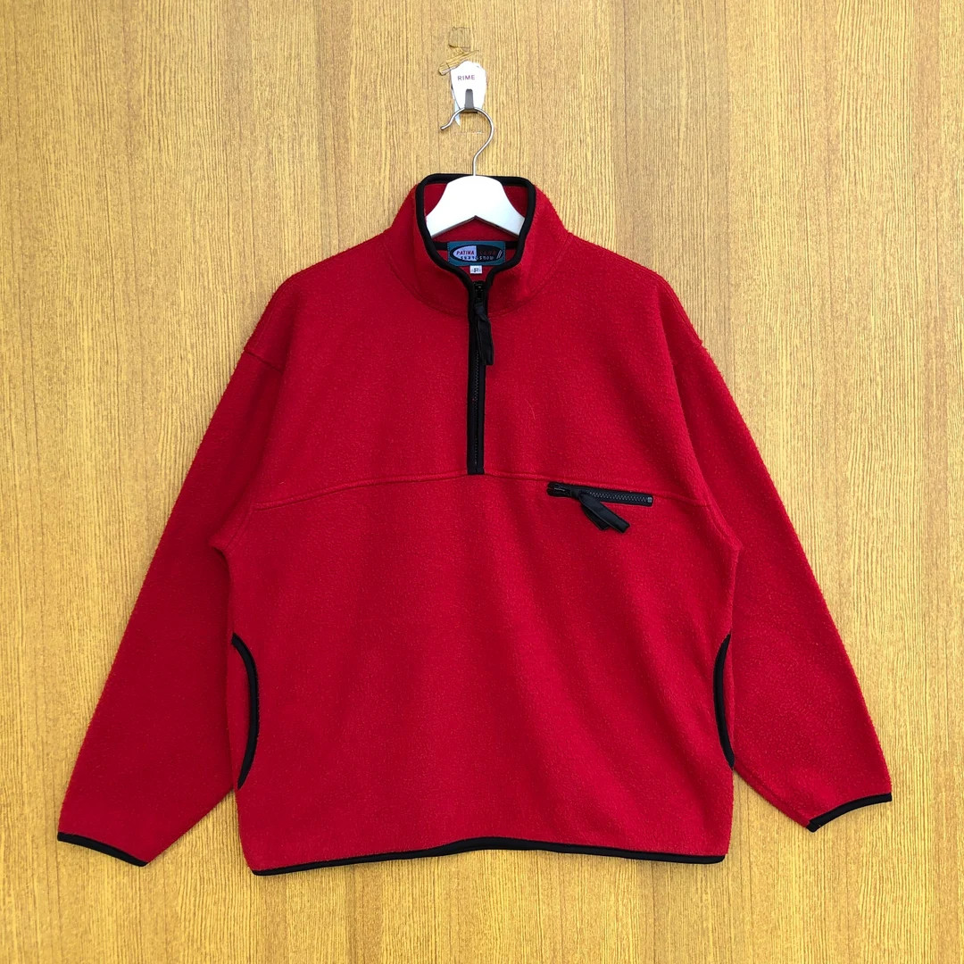 Vintage Patina Club Fleece Sweatshirt Surf & Snow Half Zipper Red Color Sweater Crewneck Pullover... | Etsy (US)