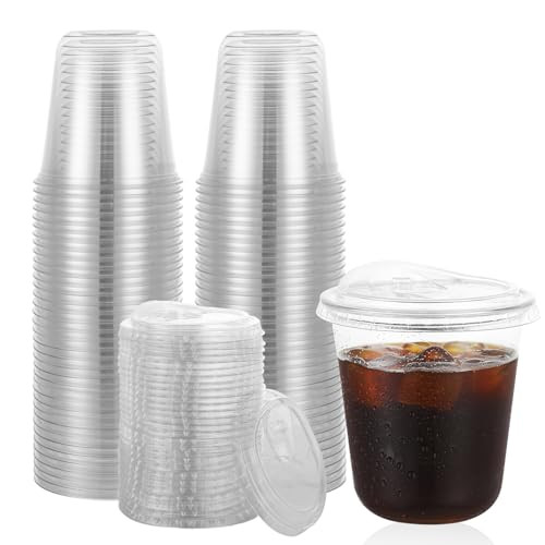 50 Sets Clear Plastic Cups with Sip Lids, Disposable Plastic PET Crystal Round Bottom To Go Cup for Iced Coffee, Smoothie, Cold Beverage, Strawless Drinking Cups for Drink Shops Party Catering (12 oz) | Amazon (US)