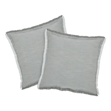 BHG Cotton Linen 2-Pack Decorative Pillows 20x20 Grey | Walmart (US)