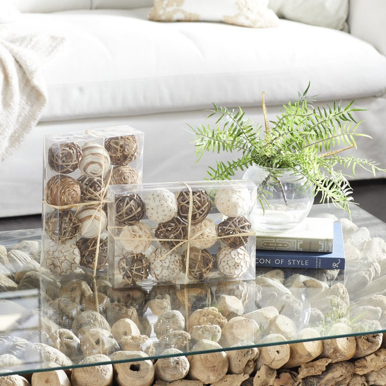 DecMode Brown 7" Handmade Dried Plant Orbs & Vase Filler with Varying Designs (2 Count) | Walmart (US)