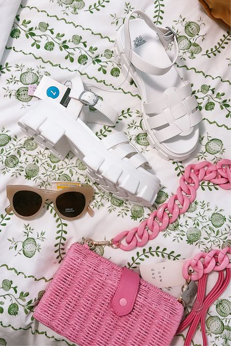 Spring target finds: target pink purse, sunglasses, white platform sandals 

#LTKstyletip #LTKsalealert #LTKunder50