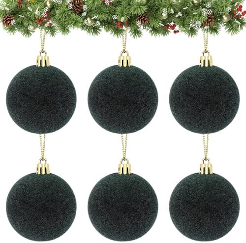 Velvet Ball Ornaments Christmas Balls Green 6 PCS 2.36-Inch Xmas Tree Ball Ornaments for Christma... | Amazon (US)