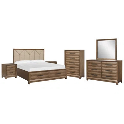 Fidler Upholstered Panel Storage Bed 2 Nightstands Drawer Dresser With Landscape Mirror And Drawer Chest | Wayfair North America