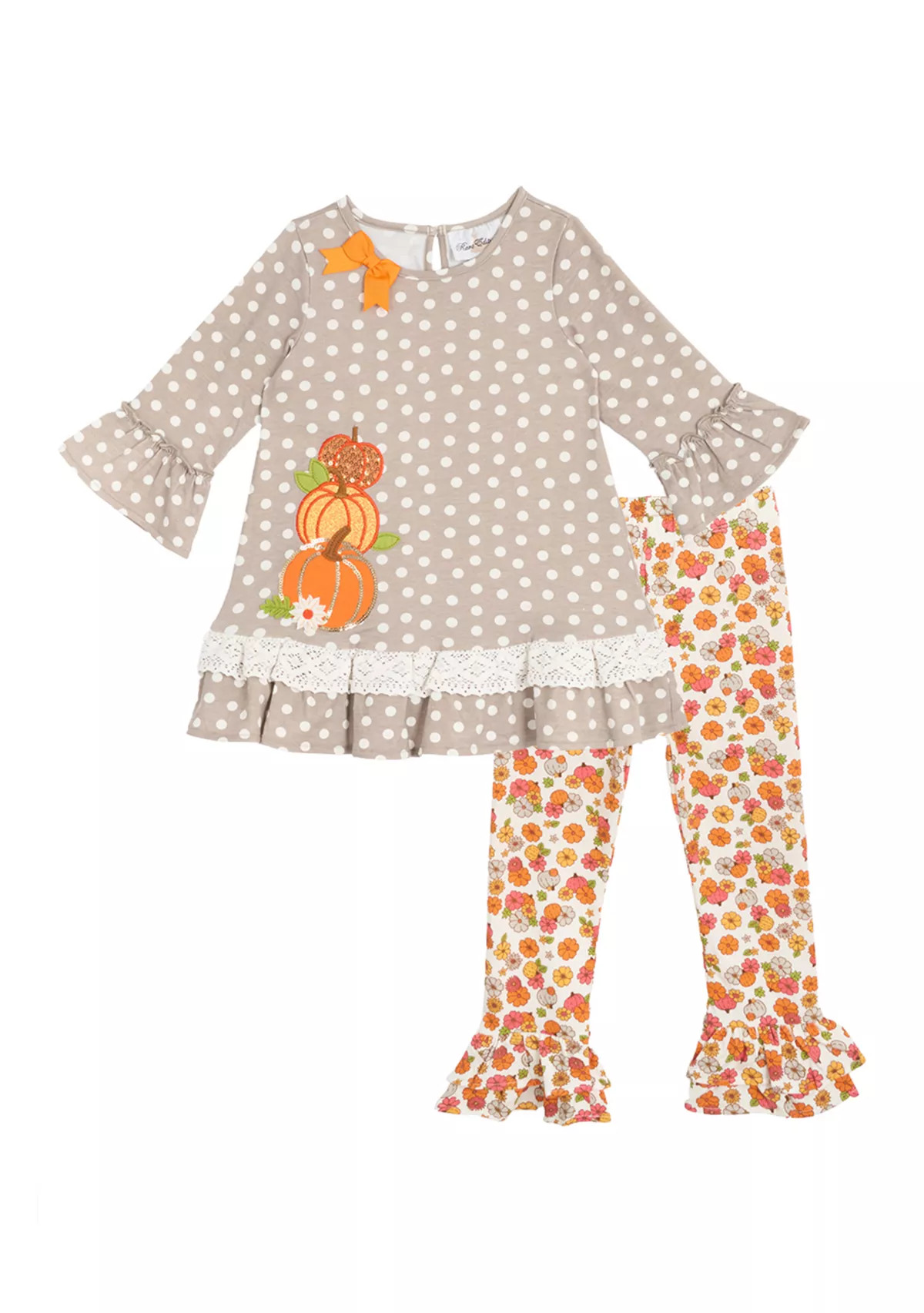Toddler Girls Polka Dot Pumpkin Appliqué Top and Leggings Set | Belk
