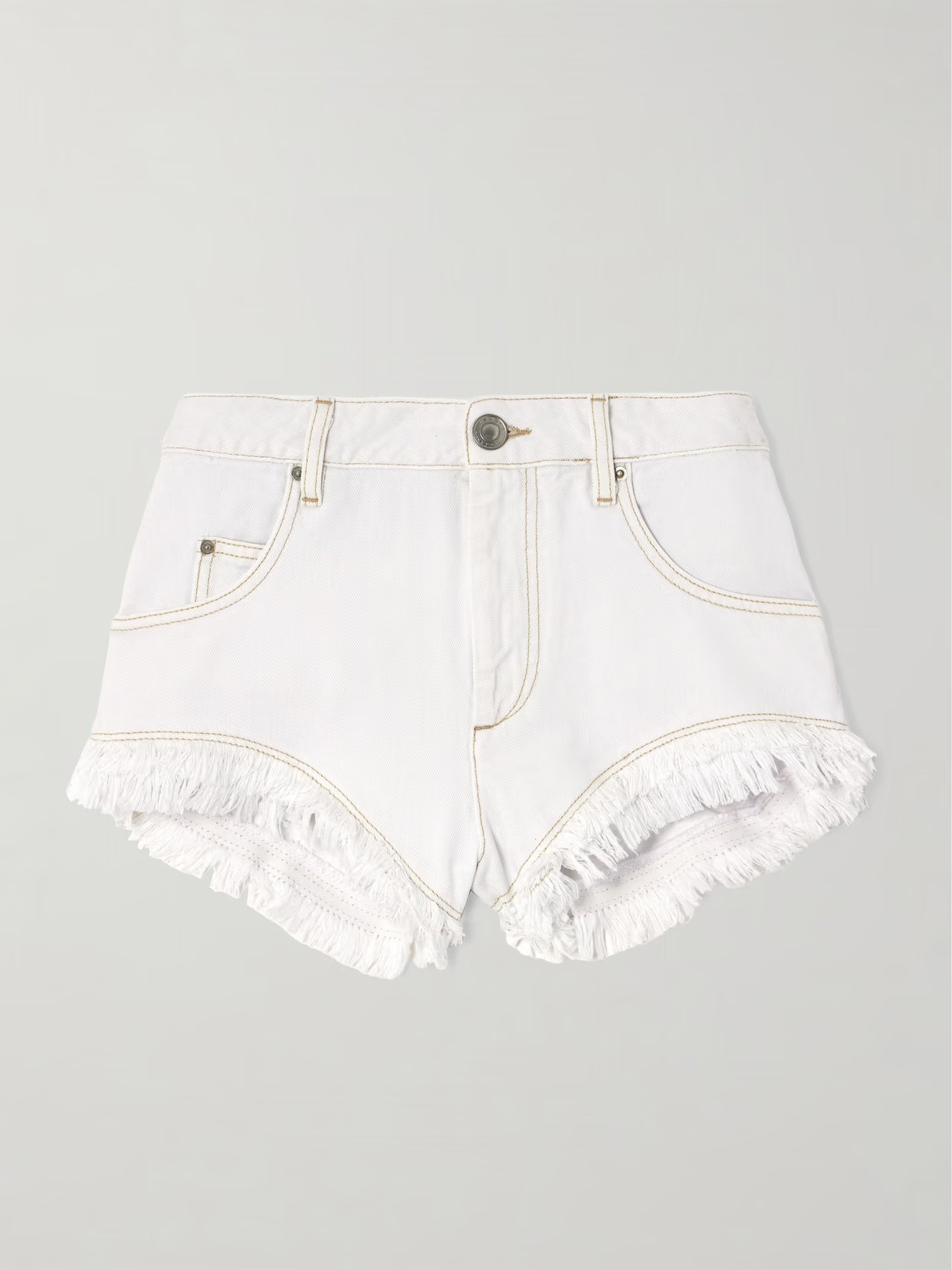 Isabel Marant - Eneidao Fringed Denim Shorts - White - FR 42 | NET-A-PORTER APAC