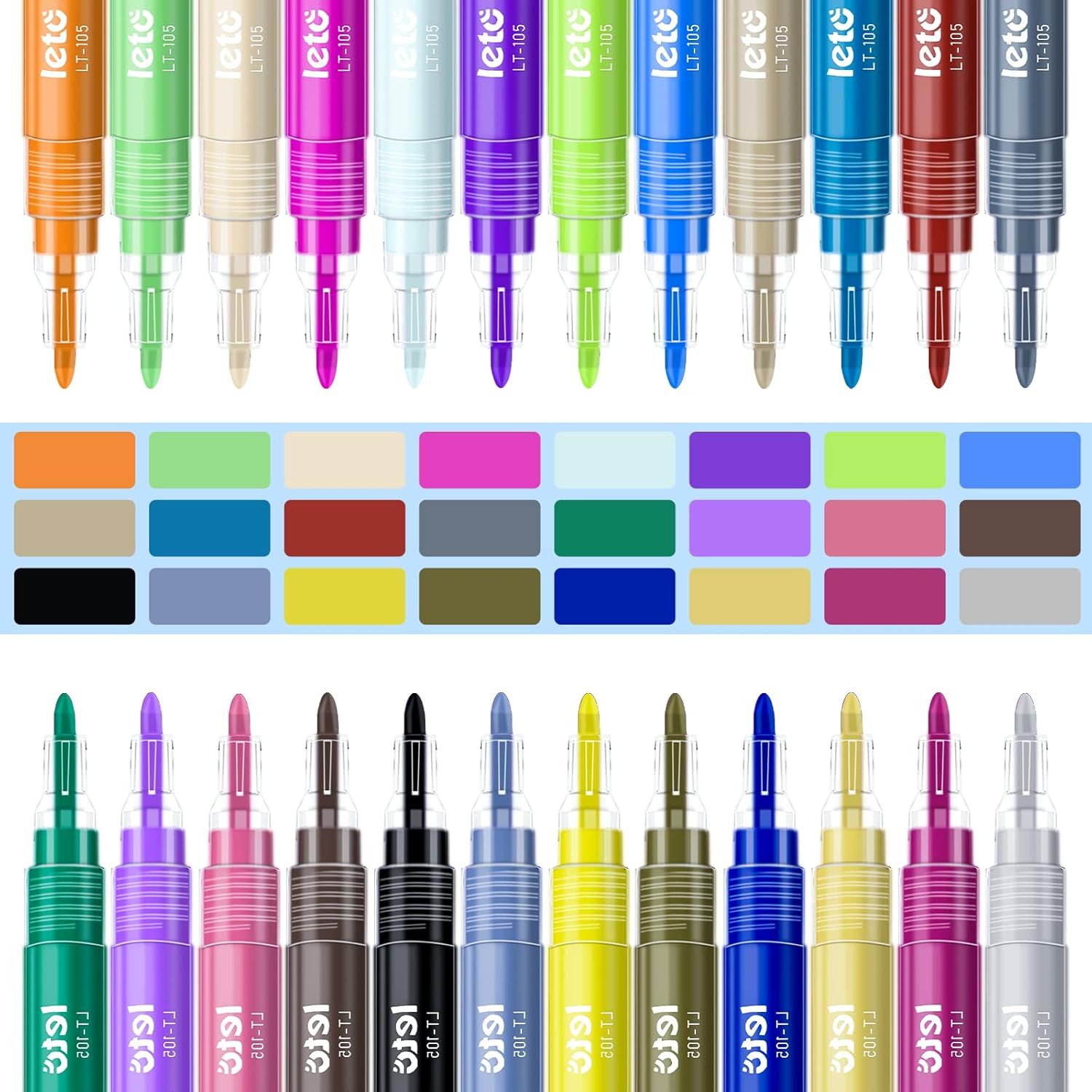 Amazon.com: Acrylic Paint Marker Pens, JYUYNY 24 Colors Premium Waterproof Permanent Paint Art Ma... | Amazon (US)