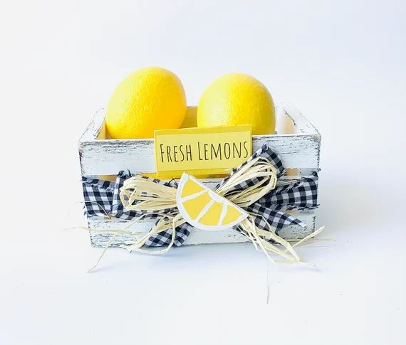 Lemon Rae Dunn Inspired Tiered Tray Decor Farmhouse Buffalo Check Lemon Lemonade Wood Mini Crate ... | Etsy (US)