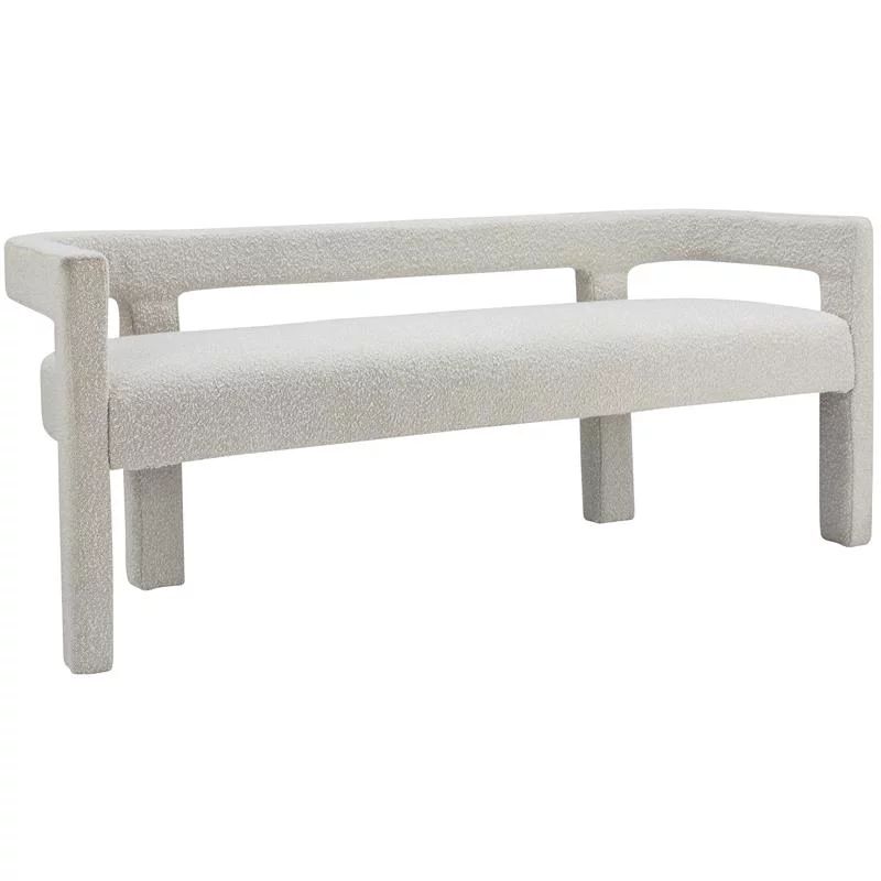 Meridian Furniture Athena Cream Boucle Fabric Bench - Walmart.com | Walmart (US)