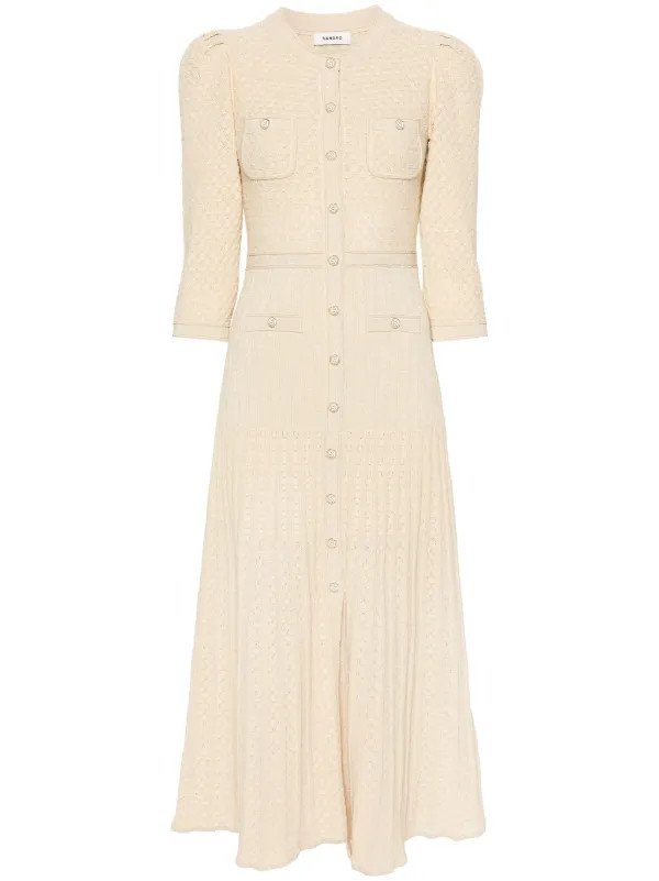 SANDRO metallic-threading Knitted Maxi Dress - Farfetch | Farfetch Global