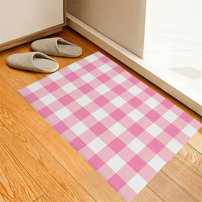 Pink Buffalo Plaid Doormat Pattern Entrance Mat Rubber Anti Slip Washable Welcome Mats Decorative... | Amazon (US)