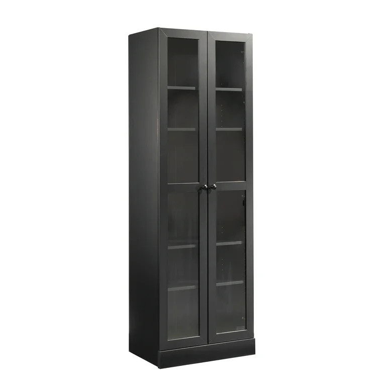 Mainstays Glass Door Storage Bookcase, Black Finish | Walmart (US)