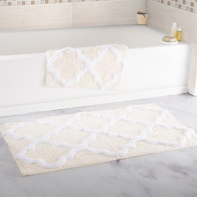 Hastings Home Bathroom Mats 24.5-in x 41-in Bone Cotton Bath Mat | Lowe's