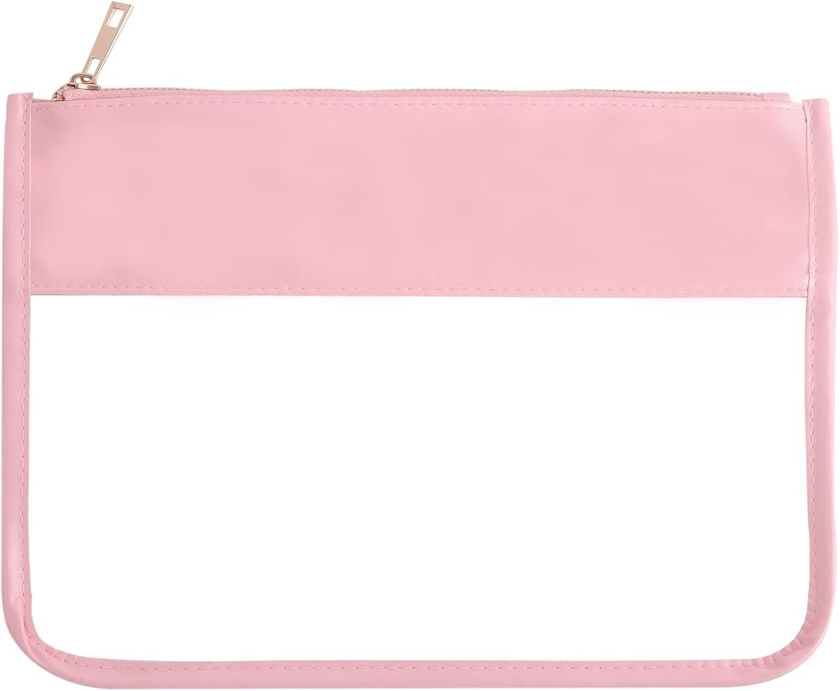 SUEBONI Makeup Bag Waterproof Leather Cosmetic Bag Toiletry Bag,DIY Chenille Letter Bag Nvlon Cle... | Amazon (US)