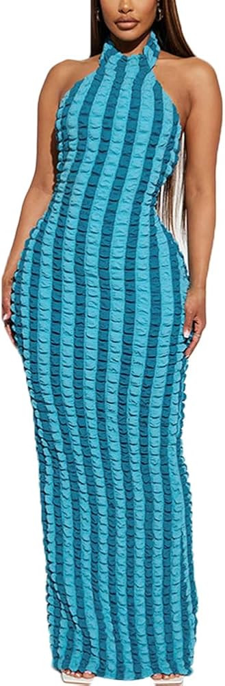 Women's Summer Round Neck Knitted Dress Sleeveless Party Tight Dress Elegant Sexy Club Evening Dr... | Amazon (US)