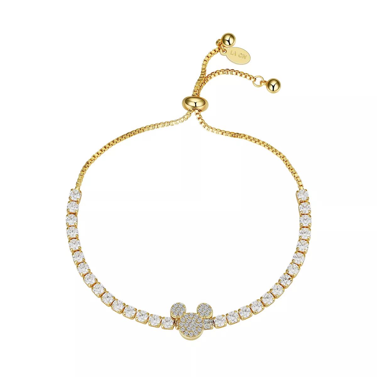 Disney's Mickey Mouse 14k Gold Flash-Plated Cubic Zirconia Bolo Bracelet | Kohl's