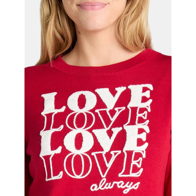 Time and Tru Women’s Valentine’s Day Sweater, Lightweight, Sizes XS-XXXL | Walmart (US)