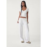 Stradivarius Linen blend drawstring trousers White L | Stradivarius (UK)