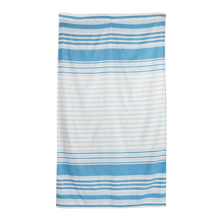 Better Homes & Gardens Beach Towel, Oversized Sand Resistant Peshtemal, Blue Stripe - Walmart.com | Walmart (US)