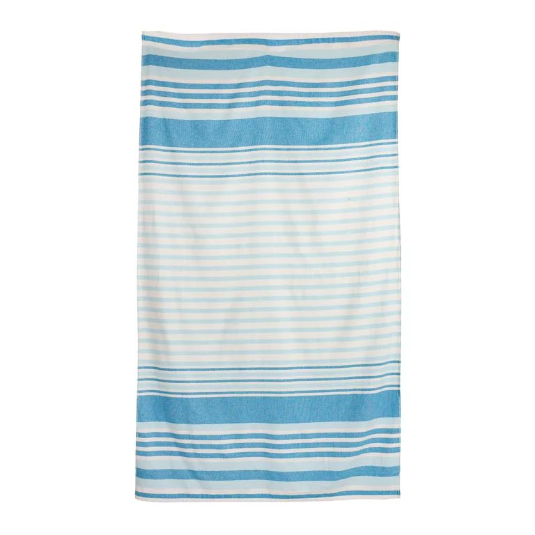 Better Homes & Gardens Beach Towel, Oversized Sand Resistant Peshtemal, Blue Stripe - Walmart.com | Walmart (US)