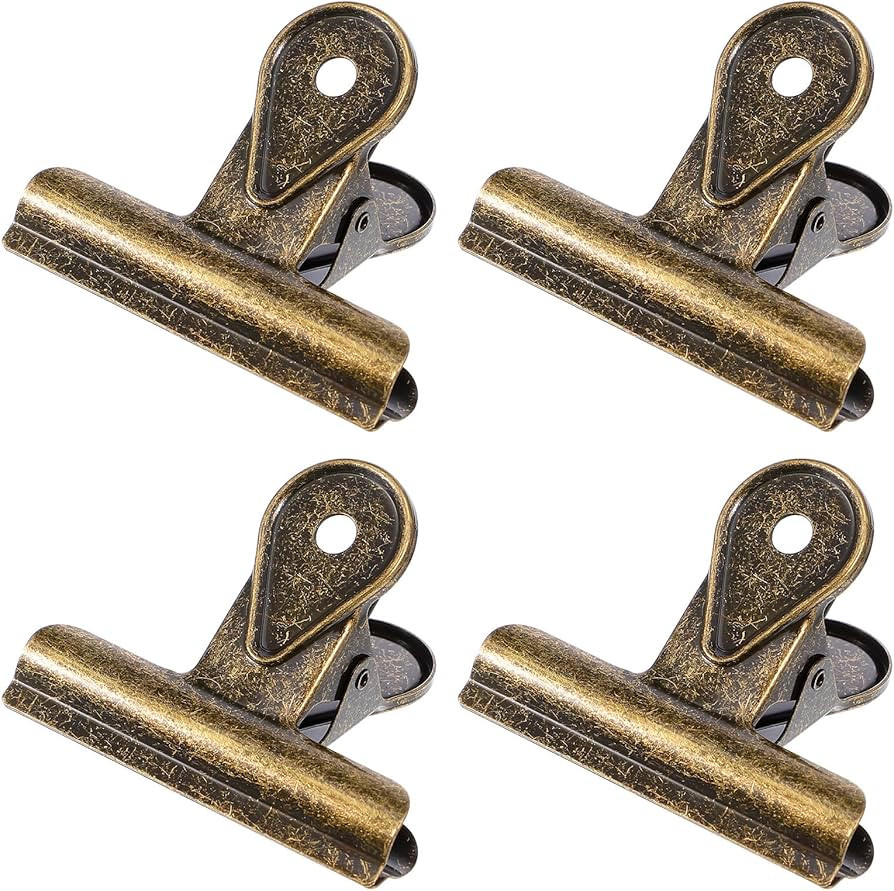 4 Pcs Metal Clips Large Bronze Bulldog Clips with Hole Bull Binder Paper Clip Multi-Purpose for T... | Amazon (US)