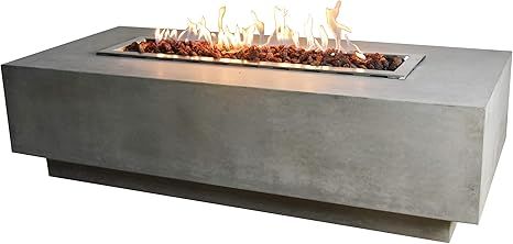 Elementi Granville Outdoor Fire Pit Table 60 Inches Rectangle Firepit Concrete Patio Heater Elect... | Amazon (US)