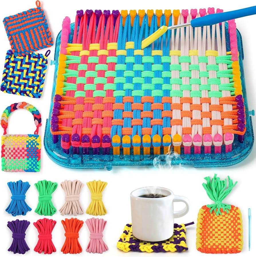 Amazon.com: IQKidz Weaving Loom Kit Toys, DIY Arts and Crafts for Kids and Adults, Ideal Gifts fo... | Amazon (US)