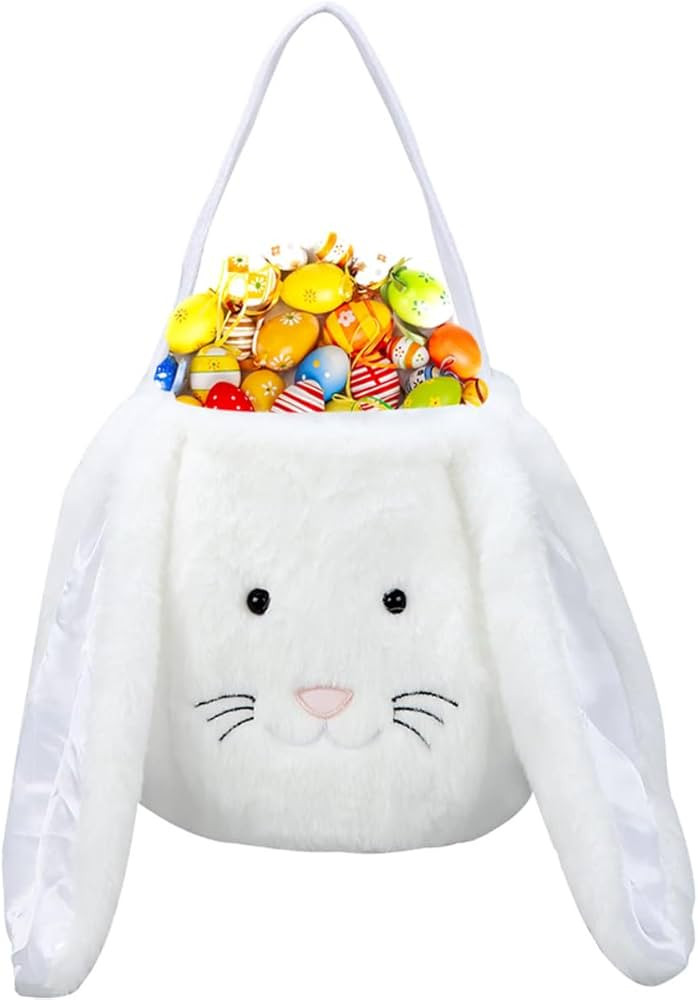 Plush Easter Bunny Basket for Kids Boys Girls Easter Buckets with Long Plush Ear Personalized Egg... | Amazon (US)