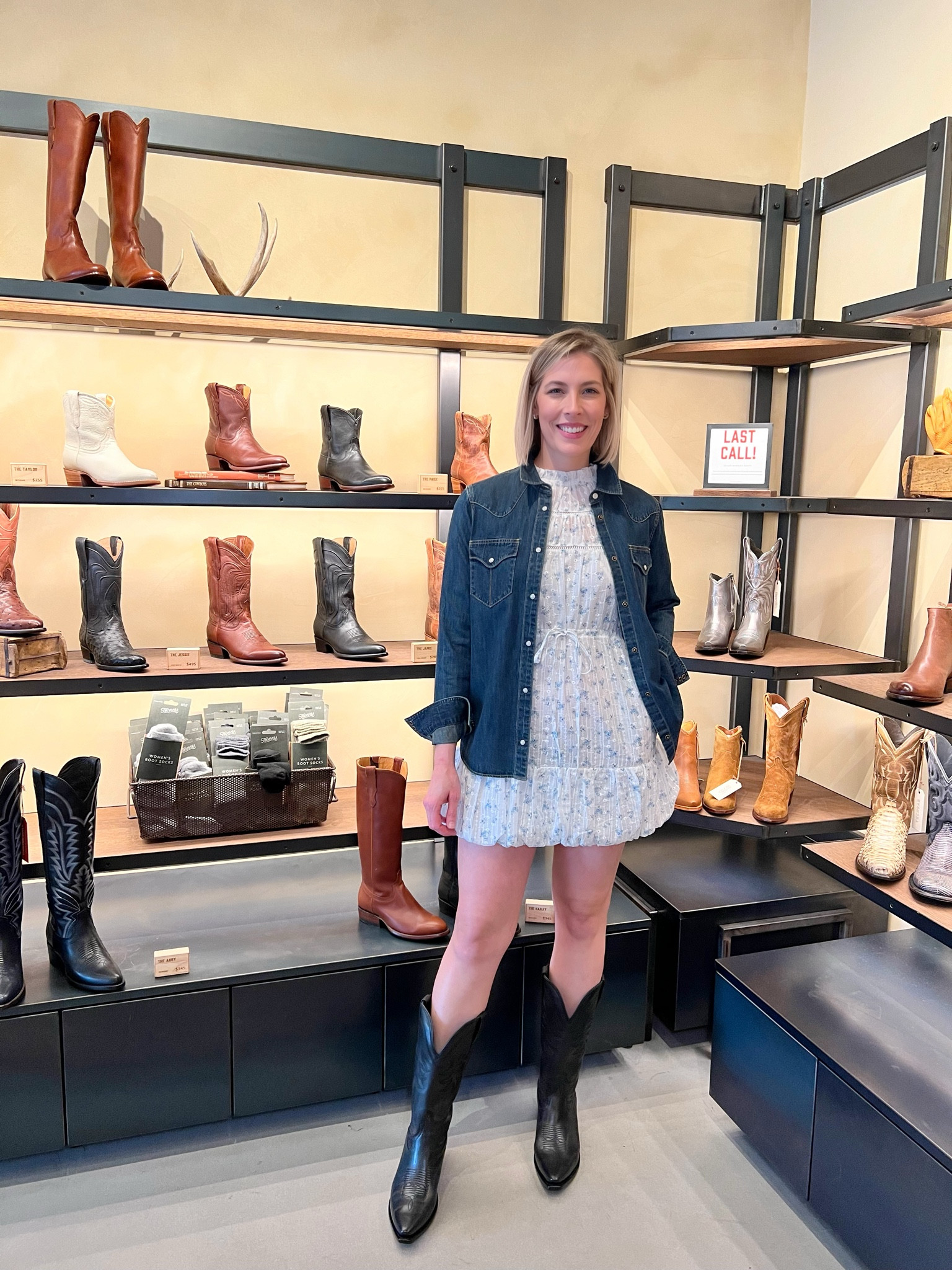 Boot scooting Valentine’s style from @Tecovas! Grab this look at your local store or online. Boots are the Abby in black. Super comfy and run TTS. I normally wear a size 12 in women’s shoe but the 11 fit perfectly with normal socks. The denim button down is TTS and I’m wearing a medium. The Kristopher Brock collab dresses all run very small. Size up at least one size, if not two. They are also slightly short. I am 6ft tall and this was a “standing only” style. 👢 

#LTKfindsunder100 #LTKshoecrush #LTKSeasonal