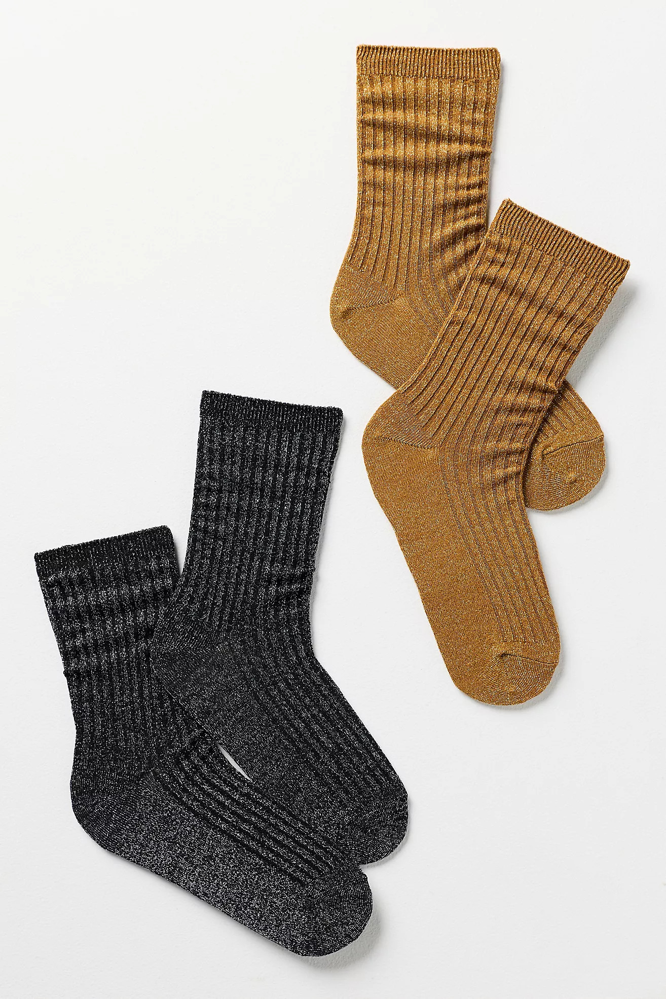 Ribbed Lurex Trouser Socks, Set of 2 | Anthropologie (US)