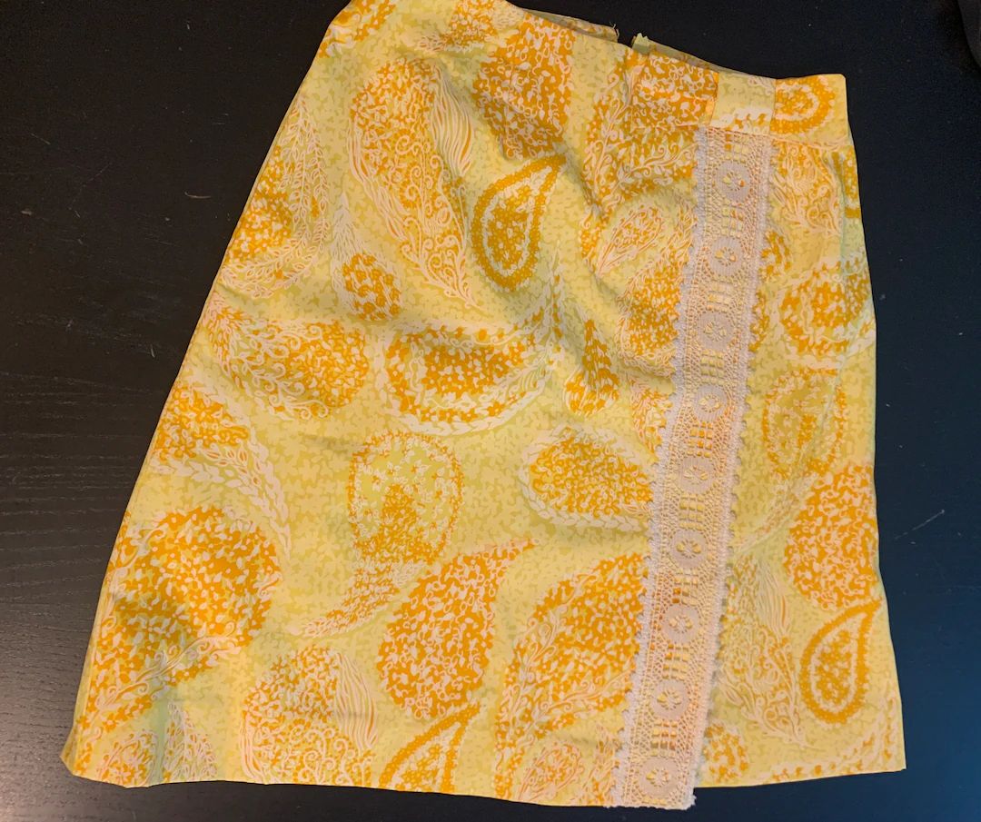Lilly Pulitzer Vintage Skirt With Pocket the Lilly 1960s Tag Yellow Paisley With Lace Trim and Bo... | Etsy (US)