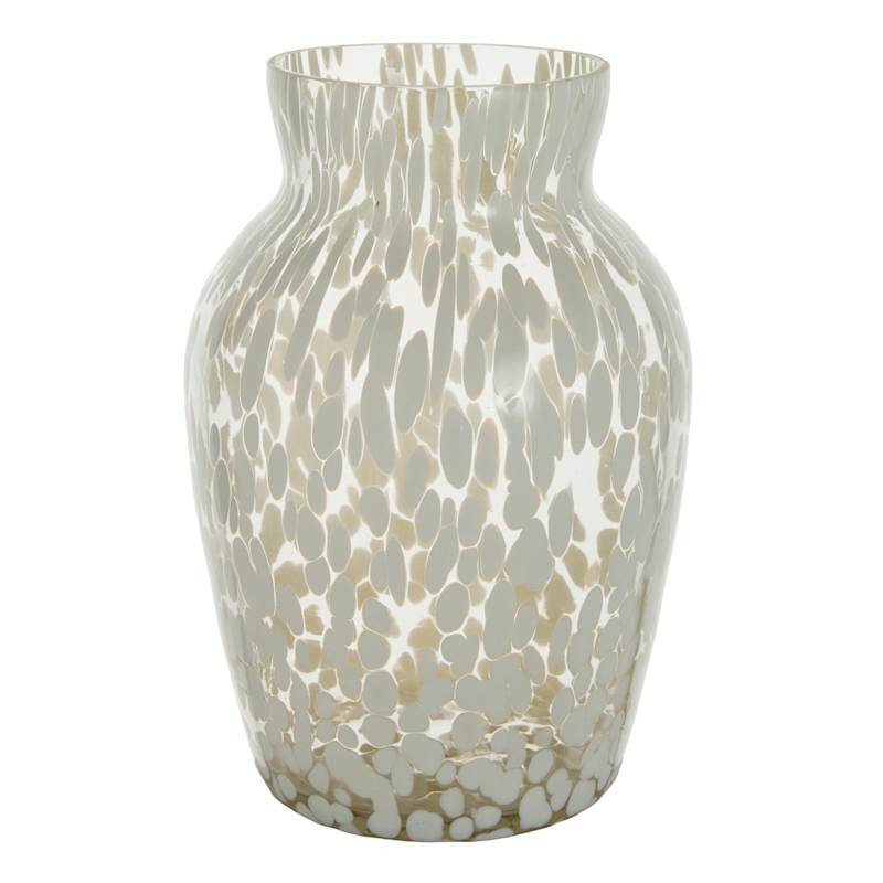 White Frit Glass Vase, 7" | At Home