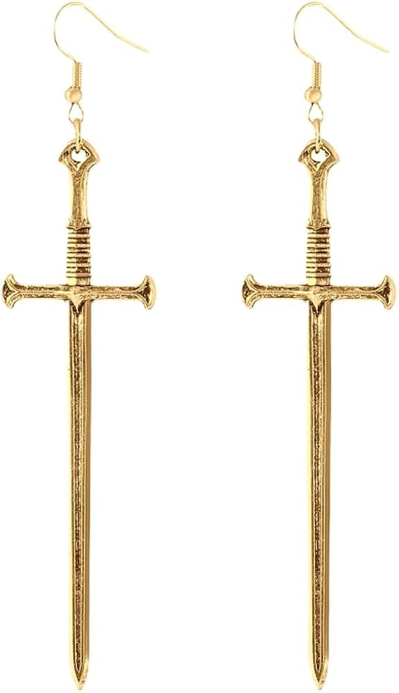 Unique Retro Gothic Long Sword Dangle Earrings Vintage Silver Punk Style Knife Earrings Halloween... | Amazon (US)
