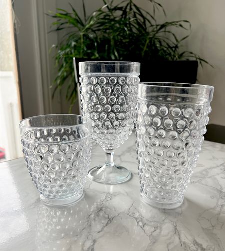 Do you believe these hobnail drinking glasses are plastic?! I wanted something that looked fancy, but I have kids. lol. These are kid safe! And they come in three different styles. I have had them for over a year and they wash and wear well. 

kitchen decor // kitchen accessories // dinnerware // drinking glasses // hobnail // kids stuff // outdoor dinnerware // summer entertaining

#LTKFindsUnder50 #LTKParties #LTKHome