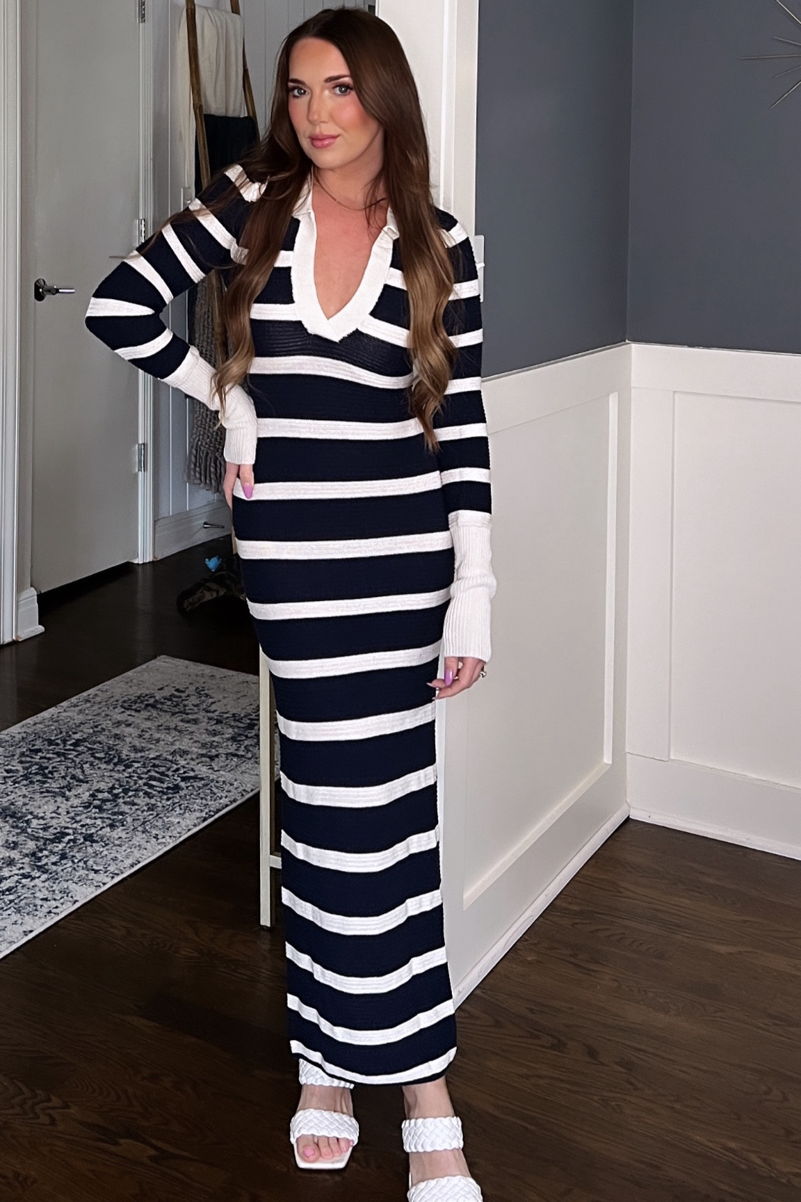 arlie striped midi knit dresses Arlie Striped Midi Knit Dress
