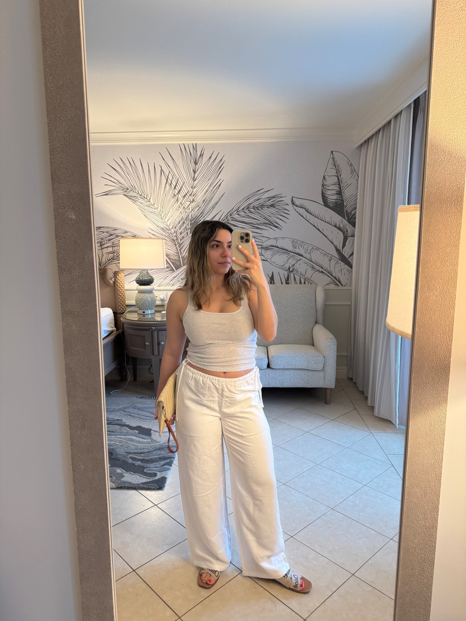 Casual breakfast outfit on vacation! Ribbed tank (the best @Aritzia) and these chic side tie linen pants! Comfy & breathable 

#LTKpetite #LTKstyletip #LTKtravel