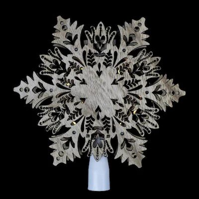 Northlight  7.5-in 7.5-in Snowflake Brown White Christmas Tree Topper | Lowe's