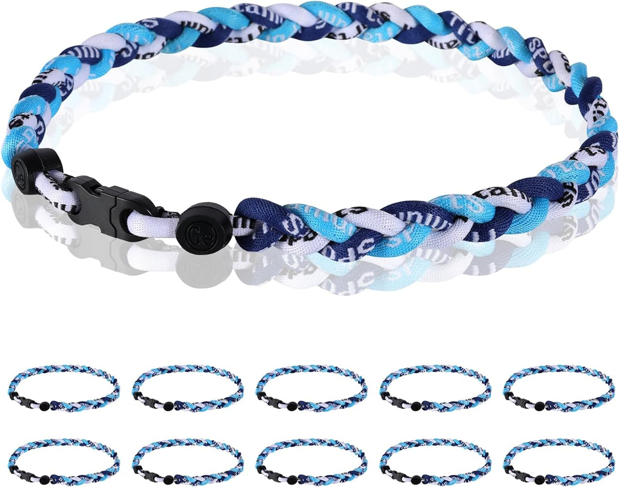 12 Pack Baseball Necklace 18inch, Team Gift for Baseball Funs, Three Braided Titanium Tornado Rop... | Amazon (US)