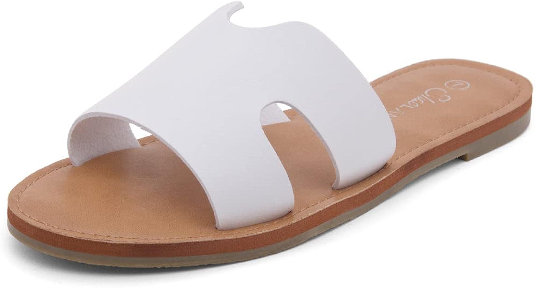 Shoe Land SL-Ember Women's Flat Sandals Open Toe One Band Slide | Amazon (US)