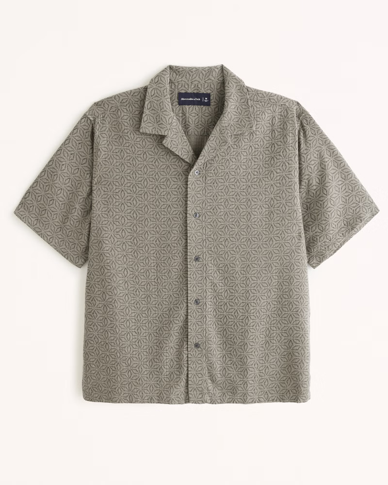 Camp Collar Textured Button-Up Shirt | Abercrombie & Fitch (US)