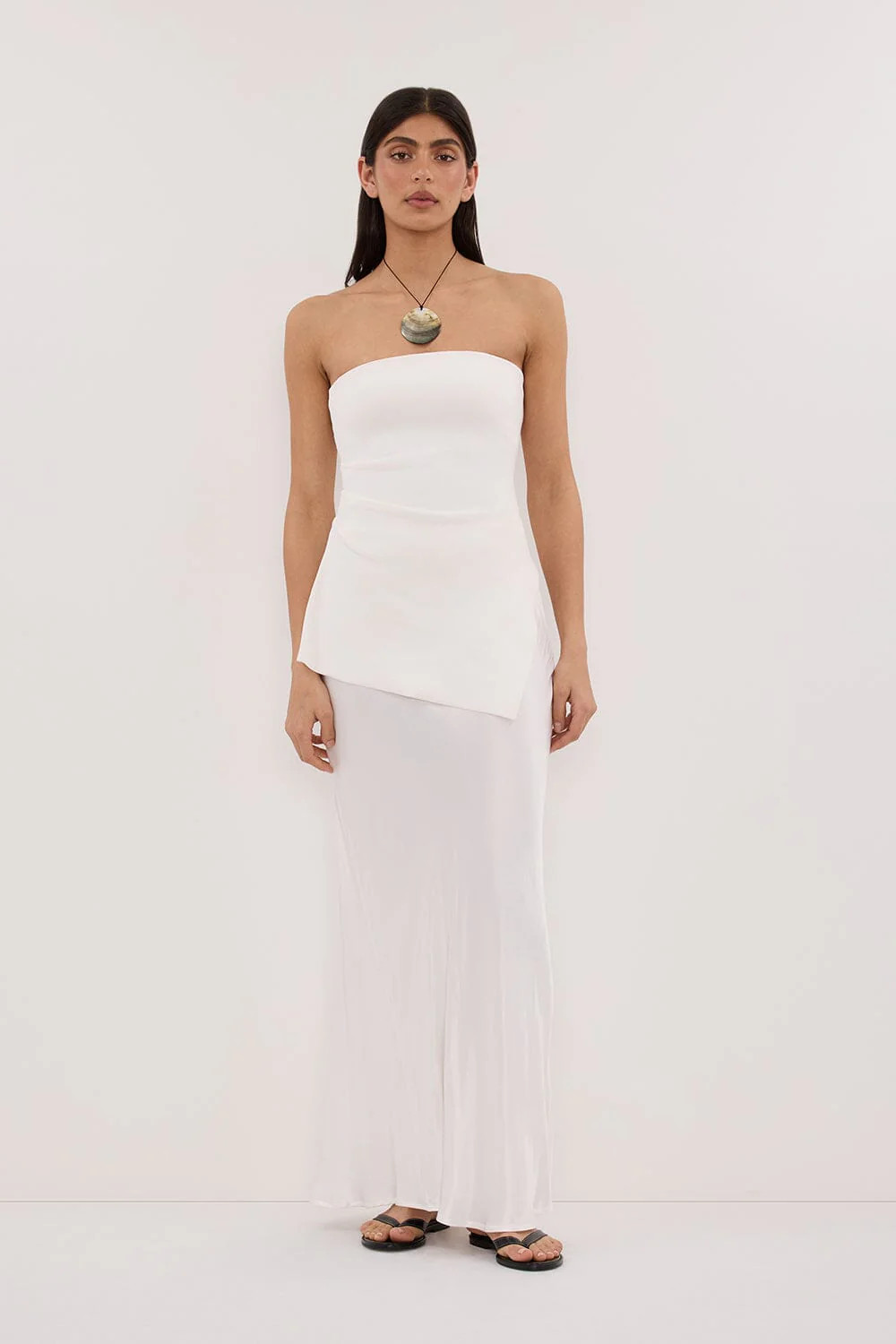 CHARLI WHITE SATIN MAXI SKIRT | DISSH