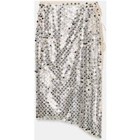 Zara - Asymmetric Sequin Midi Skirt - Silver - S - Woman | Zara US